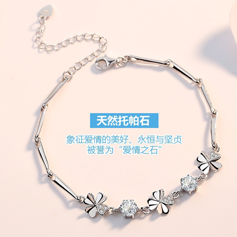 Vòng tay mạ bạc 925 đính đá sang trọng thời trang Hàn Quốc cho nữ