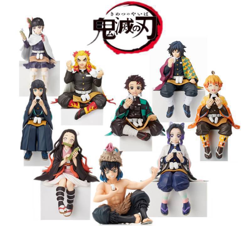 Đồ trang trí Nhân Vật Anime Tanjirou Giyuu Kaanawo Inosuke Bằng PVC Để Bàn Trang Trí
