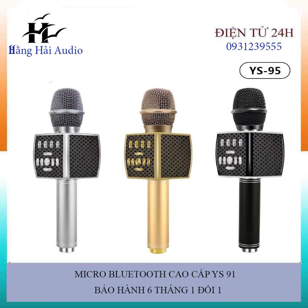 Micro hát Karaoke bắt Bluetooth YS-95 Tích Hợp Loa Bas - Micro Dùng Hát Tại Nhà Hoặc Livetream FREE SHIP