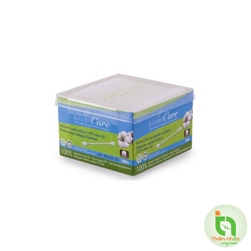 Bông tăm hữu cơ Silvercare hộp 200 cái