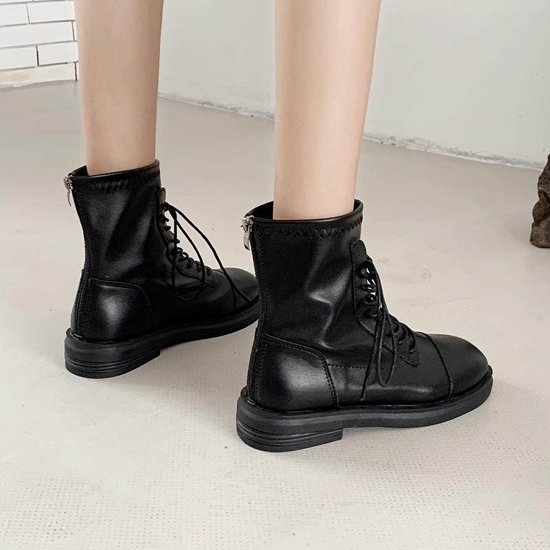 Giày boot Martin nữ IELGY kiểu Anh mũi tròn buộc dây phong cách Hàn Quốc