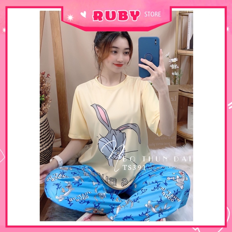 Bộ hoạt hình Cartoon form rộng chất đẹp Free Sz Dưới 60KG ❤ Set bộ thun mỏng mát mặc nhà thu đông QC ❤