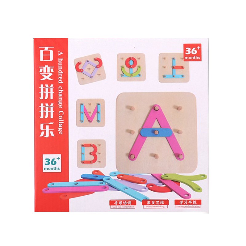 🌟 Bộ Ghép Hình Que Ghép Gỗ Montessori Rèn Luyện Tư Duy Logic Trí Thông Minh cho Bé