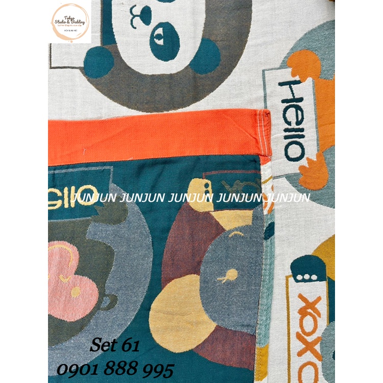 (3)TH Set Chăn Ga Gối vải Xô Organic cotton sợi tre