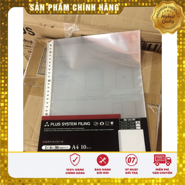 Tập(10chiếc) Túi sơ mi lỗ PLUS,Túi 11 lỗ Nhật Bản