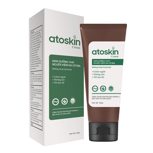 Kem(Cream) bôi Atoskin 50gr hỗ trợ cho người viêm da cơ địa, mẩn ngứa không có Coticoid
