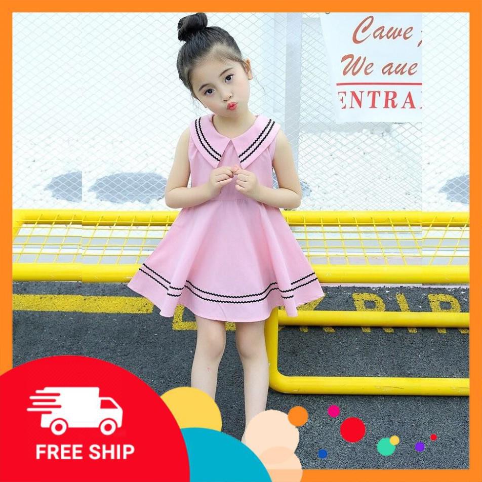 Váy đầm bé gái cổ hải quân màu vàng điệu đà - HG055  - Sale