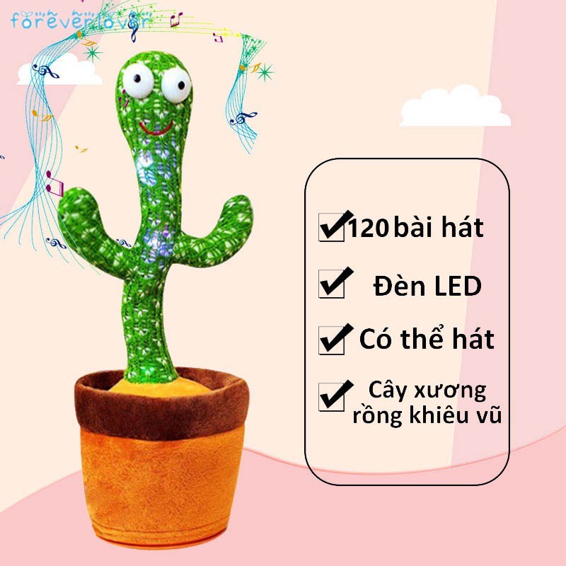 Đồ chơi xương rồng nhảy múa sạc điện nhại tiếng phát 120 bài hát