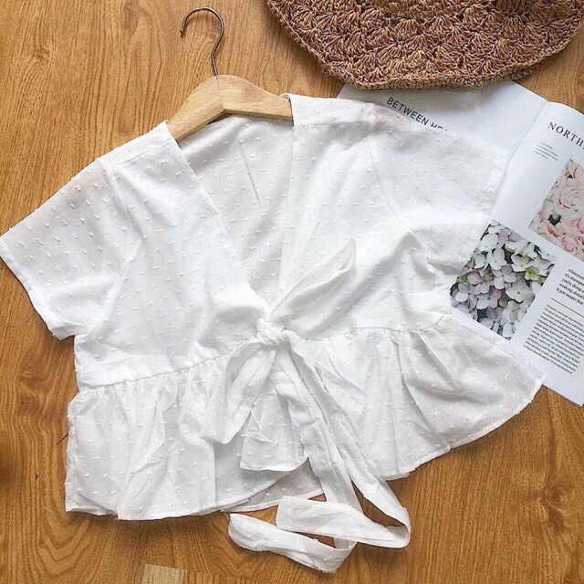Áo croptop babydoll nơ ngực ulzzang
