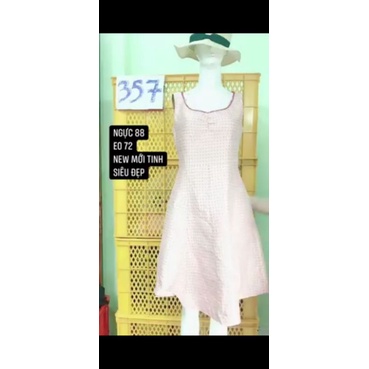 đầm hồng xòe phối ren nhẹ. S357