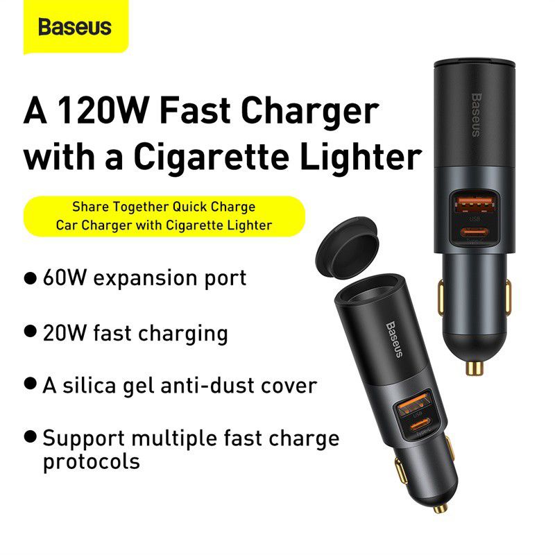 Tẩu sạc nhanh ô tô 30W Baseus Share together Fast Charge 120W (CCBX120C)