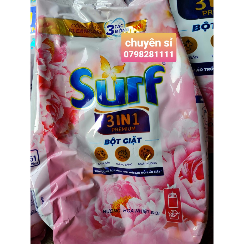 BÁn Buôn Bột Giặt Surf Hương hoa nhiệt  Premium 3in 1  2.7kg