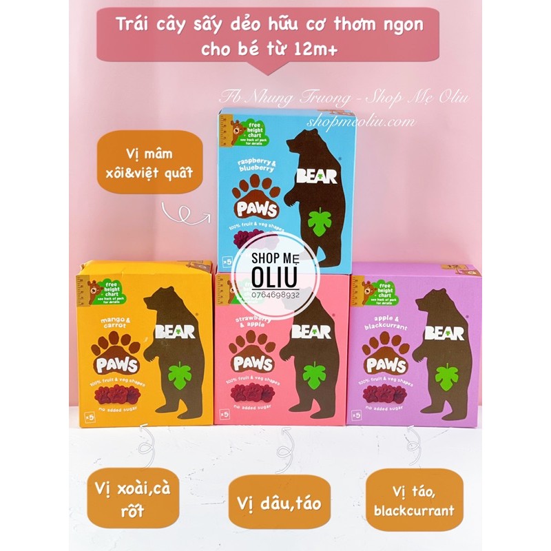 [ĐỦ BILL]-Trái cây sấy dẻo Bear UK cho bé từ 12m+