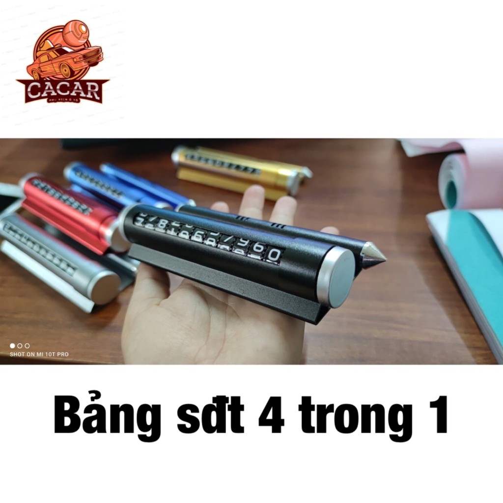 Bảng số điện thoại ô tô 4in1 - bảng ghi sđt gắn taplo khi đỗ xe, phá kính, giá đỡ điện thoại, tinh dầu - CACAR