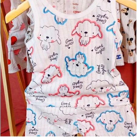 bộ quần áo cotton giấy ba lỗ cho bé mặc mùa hè