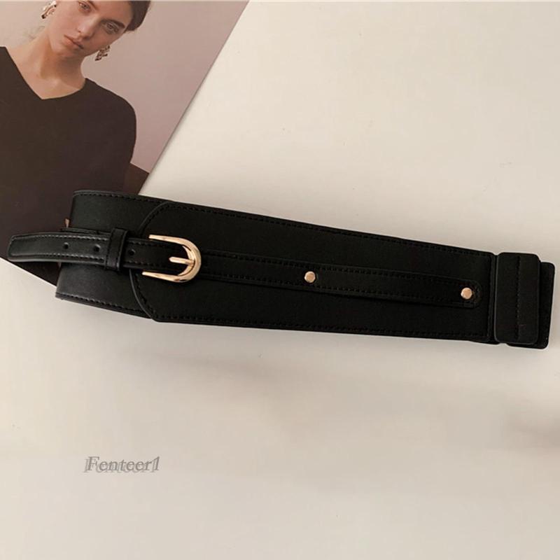 [Fenteer1] Thắt Lưng Da PU Bản Rộng Co Giãn Sang Trọng Thời Trang Cho Nữ