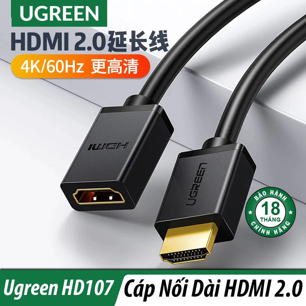 [Mã ELHACE giảm 4% đơn 300K] Cáp HDMI nối dài hỗ trợ 4K 2K full HD cao cấp UGREEN 10140 10141 10142 10145 HD107