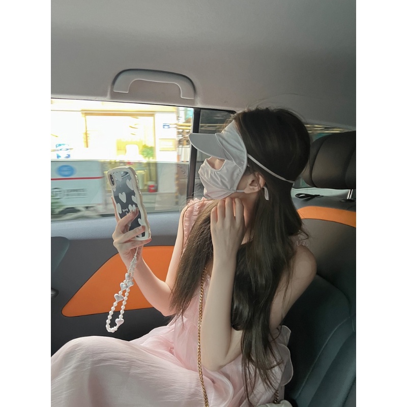 Khẩu Trang Chống Nắng Bằng Lụa Lạnh Che Phủ Toàn Diện Chống Tia Cực Tím Kèm Nón Cho Nữ