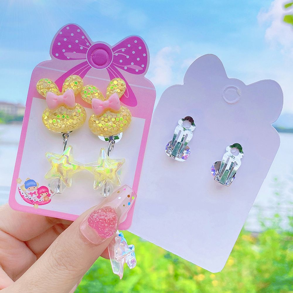 Khuyên tai dạng kẹp hình hoa/dâu/gấu/thỏ ngọt ngào cho học sinh/trẻ em