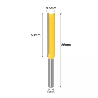 Mũi phay gỗ phay rãnh thẳng, Thân bằng thép cứng và cacbua hạt, cốt 6.35mm