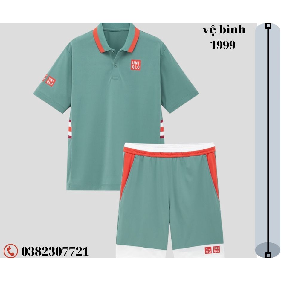 Bộ quần áo cộc tay nam hai màu xanh trắng UNIQLO