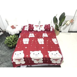 Bộ chăn hè ga gối 1m2 gồm 4 món,có chọn mẫu,mẫu heo đỏ