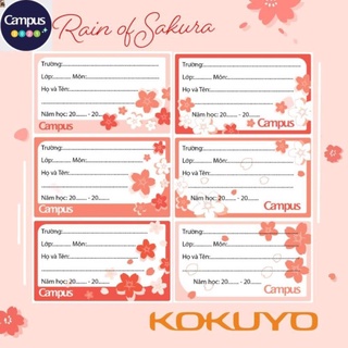 Bịch 18 Nhãn Vở Học Sinh Campus Rain Of Sakura