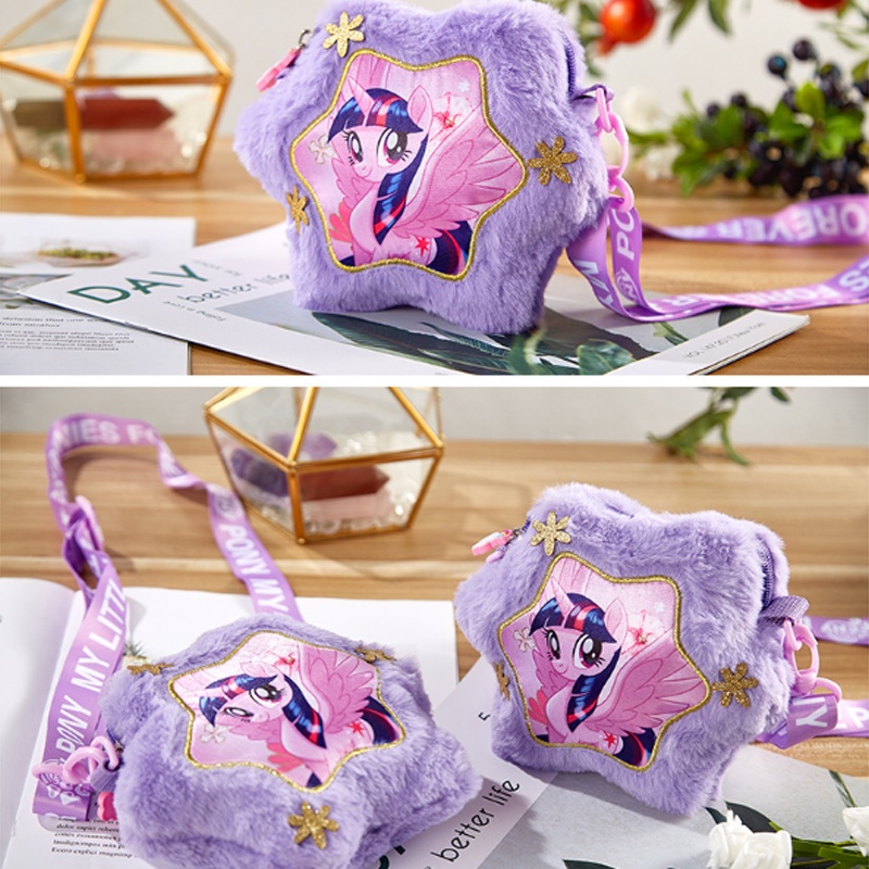 Frozen Children's Plush Crossbody Bag Girl Cute Sling Bag Rainbow Pony Elsa Shoulder Bag Kids Cartoon Princess Bag Gift