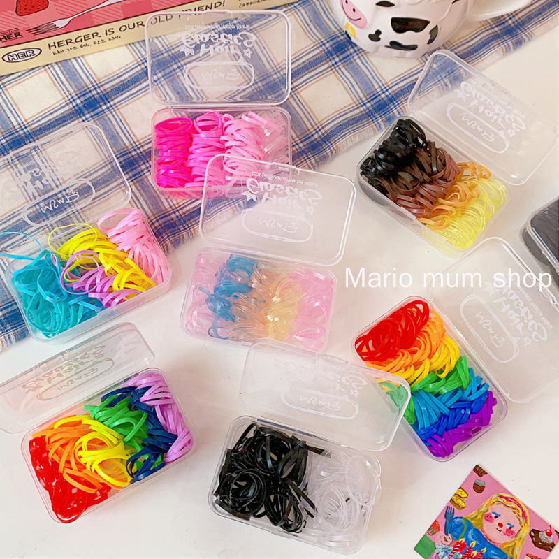 【MARIO SHOP】Kids Hair Accessories Candy Colored Hair Rubber Band Phụ kiện tóc  Girl Disposable Rubber Band COD