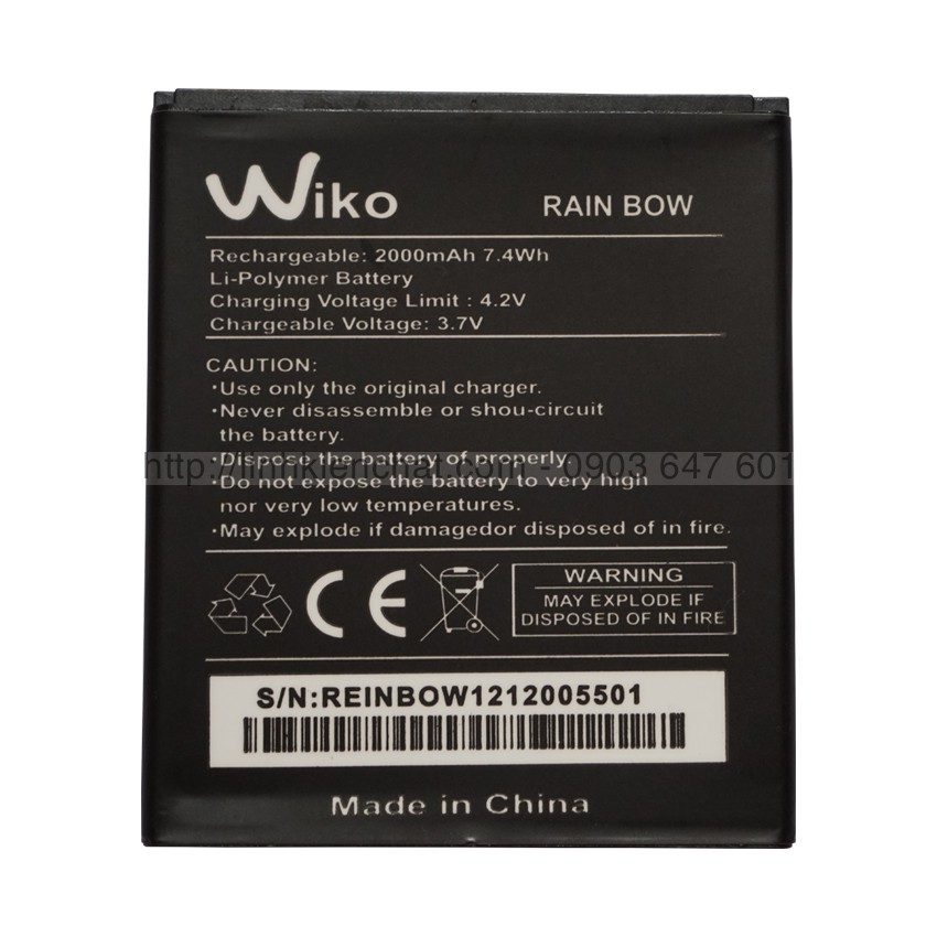 Pin Wiko Rainbow 2000mAh - Hàng nhập Khẩu