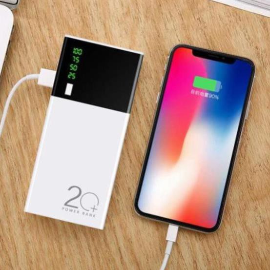 Sạc dự phòng Pin Dự Phòng 30000 mAh 2 cổng USB Sạc nhanh,màu trắng nhỏ gọn tiện lợi Tích Hợp Sạc Nhanh Fast Charge