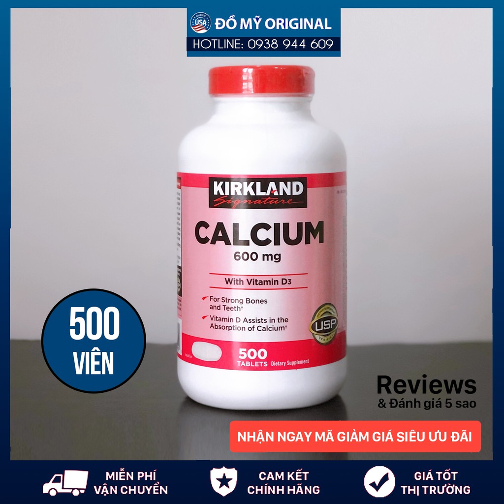 Viên Uống Bổ Sung Canxi Và Vitamin D3 – Calcium 600mg + D3, 500 Viên Của Kirkland Giảm Tình Trạng Viêm, Thoái Hóa Khớp