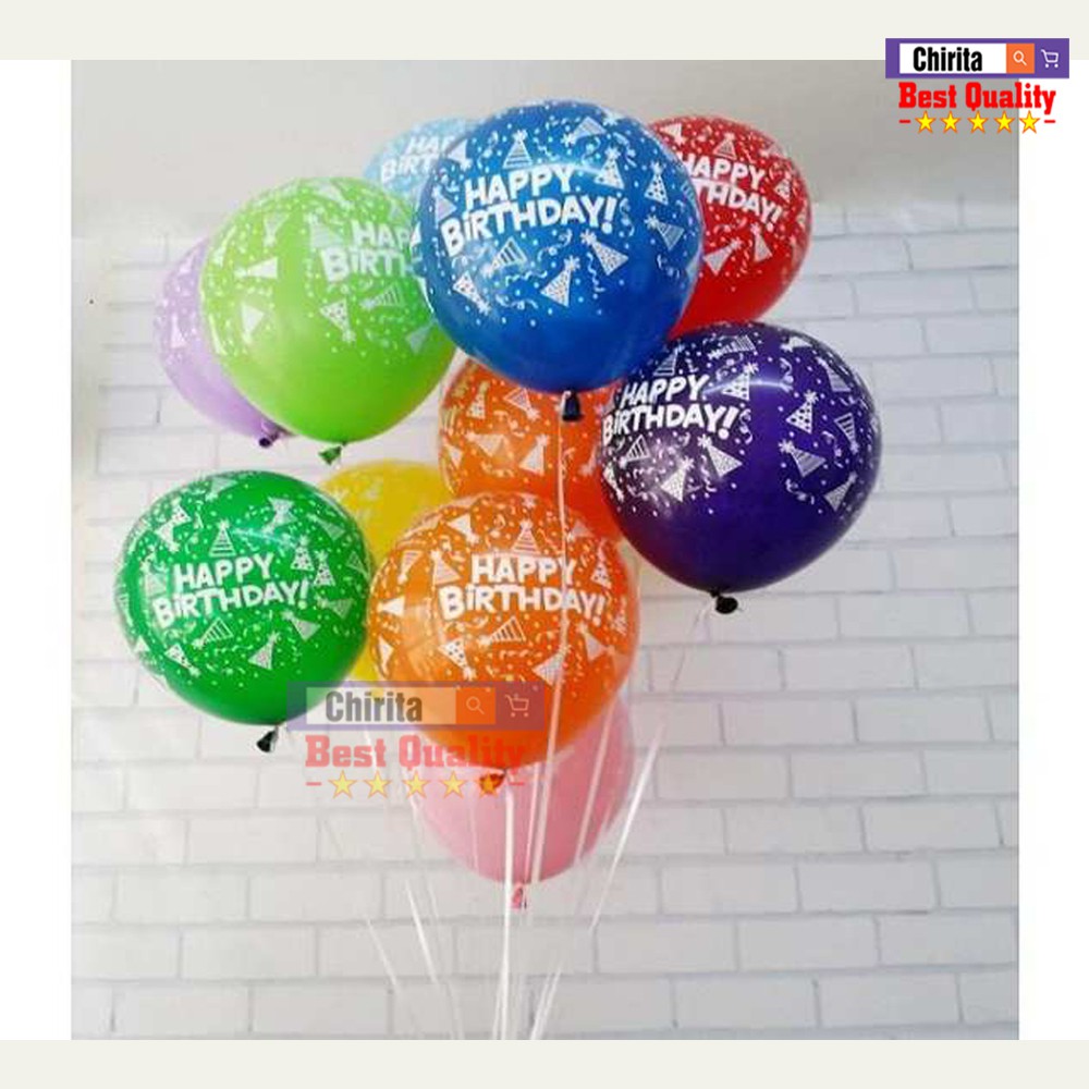 100 Bong Bóng Tròn Chữ Happy Birthday Loại Lớn (10 inch) - Bóng Bay Trang Trí Sinh Nhật - Chirita