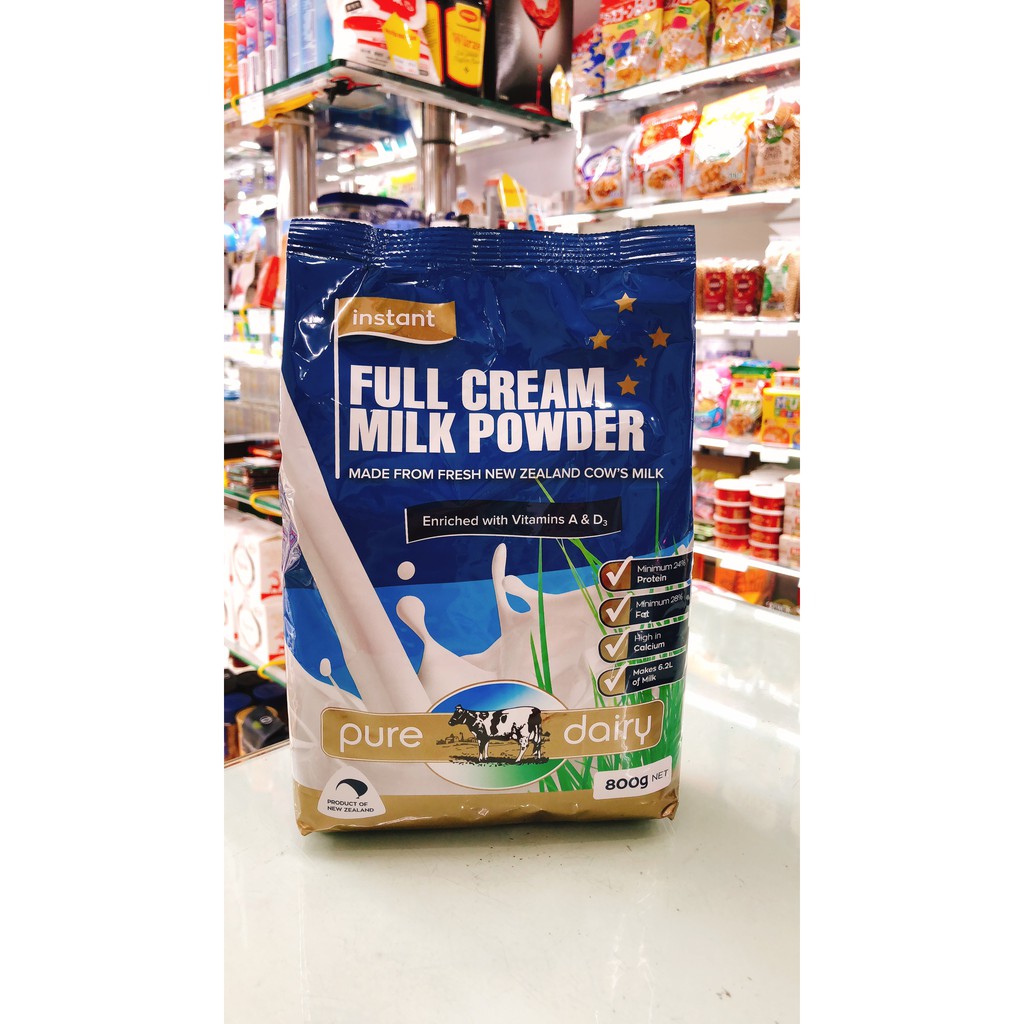 Sữa bột nguyên kem tan nhanh Instant full cream milk powder Pure Dairy 800g (400g)