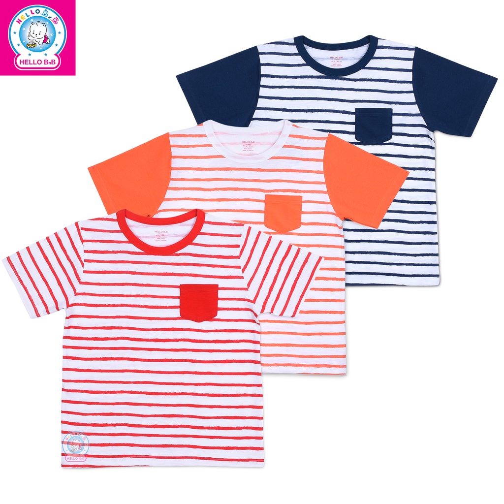 Áo T-shirt cổ tròn sọc bé trai AL1480 - Hello BnB