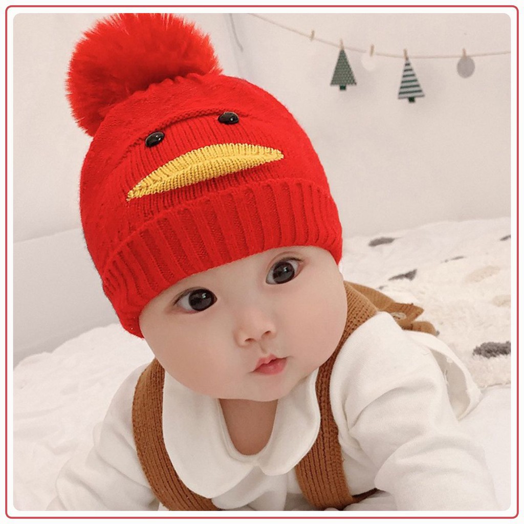 Mũ len con vịt phối chỏm bông đáng yêu MU19019 - MAGICKIDS