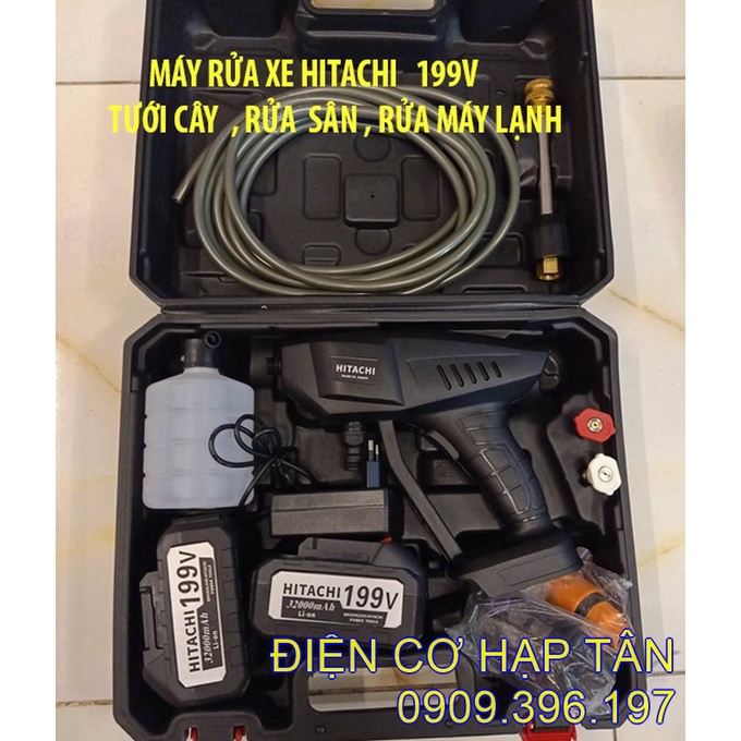 MÁY RỬA XE CẦM TAY DÙNG PIN -199V – HITACHI CHÍNH HÃNG RỬA SÂN , TƯỚI CÂY, RỬA MÁY LẠNH…..