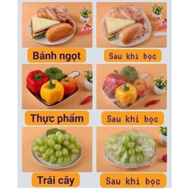 [COMBO 3 SET 300 TÚI] Màng bọc thực phẩm PE co có chun bọc đồ ăn co giãn tái sử dụng khắc phục nhược điểm của các....