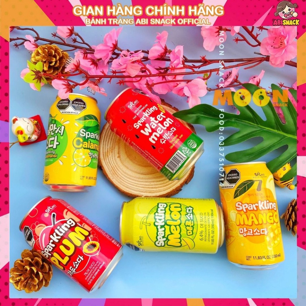 Nước Soda Hàn Quốc 4 Vị Dưa Lưới/Dưa Hấu/Quýt/Xoài/Mận SFC Lon 350ml