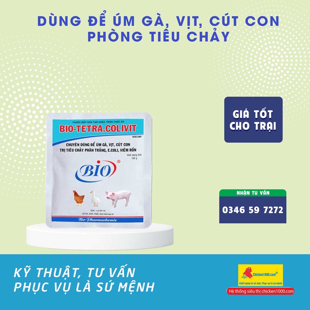Thú Y Bio Tetra Colivit Dùng Để Úm Gà, Úm Vịt Và Phòng Tiêu Chảy Cho Vật Nuôi