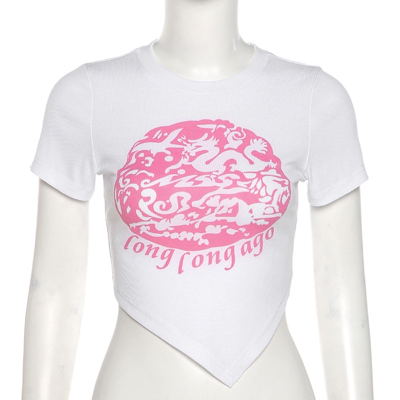 DUNEA Áo Thun Ngắn Tay Cổ Tròn In Họa Tiết Thời Trang Cho Nữ