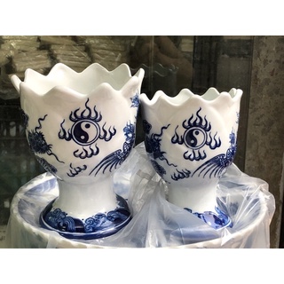 Ly đựng phật thủ vẽ rồng bát tràng