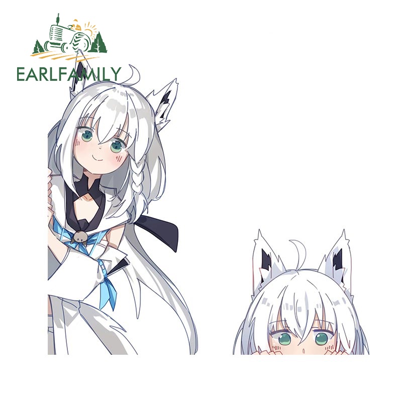 Earlfamily Hình Dán anime fubuki hololive 13cm Sáng Tạo Chống Trầy Trang Trí Xe Lướt Sóng