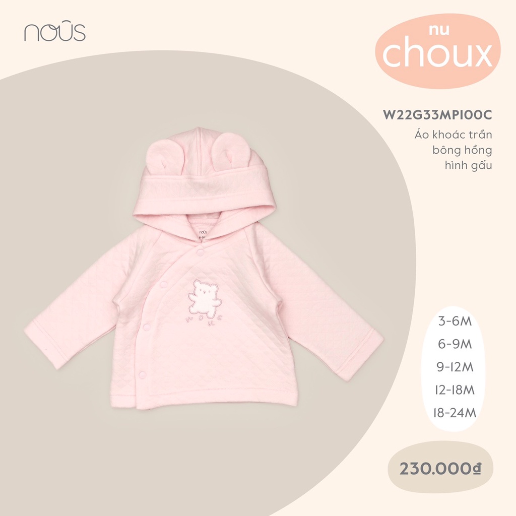 Áo khoác trần bông tai thỏ cho bé