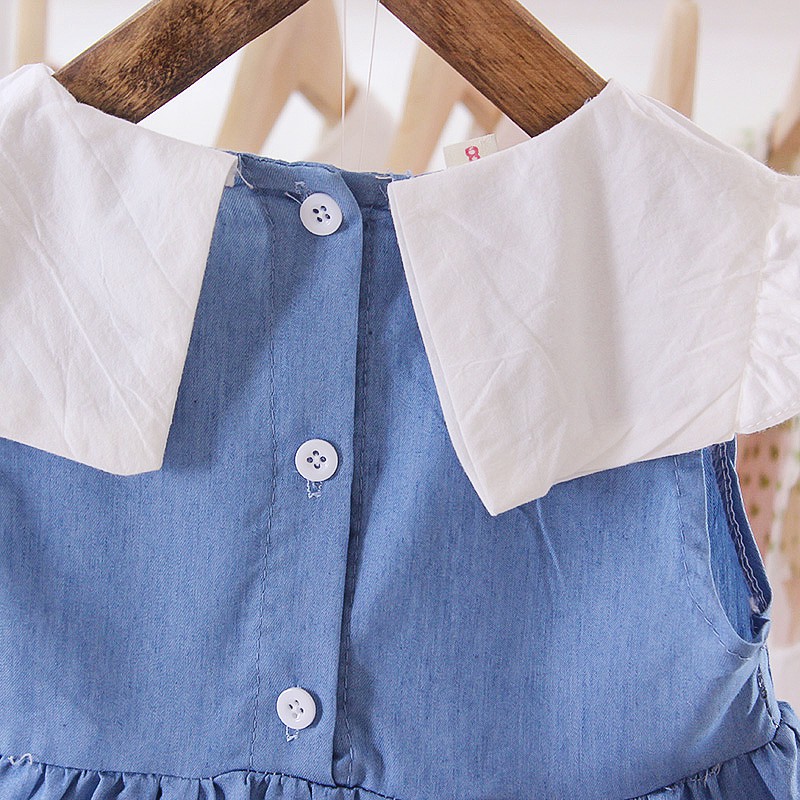 Đầm Denim Họa Tiết Thỏ Thời Trang 2020 Dành Cho Bé 1-3 Tuổi