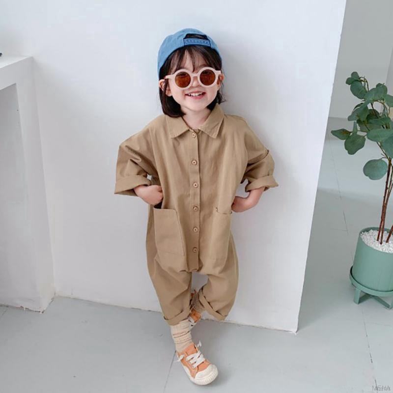 Jumpsuit Denim Phối Nút Dành Cho Bé