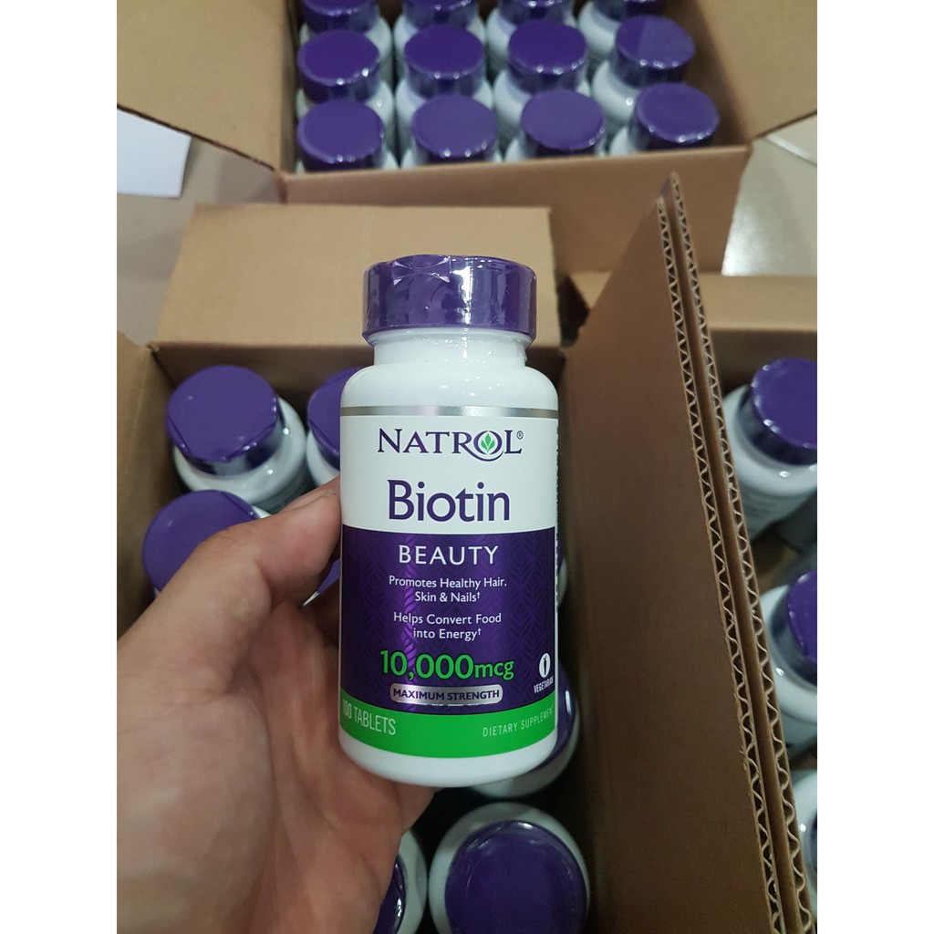 Viên Uống Natrol Biotin 10000 Mcg hộp 100 Viên Của Mỹ - Biotin 10.000 mcg