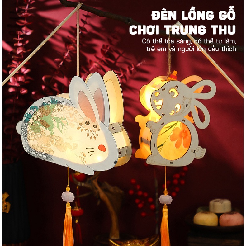 Đèn Lồng Gỗ Lễ Hội Trung Thu Hình Động Vật Đáng Yêu III Phát Sáng Cho Bé HOMESTORE