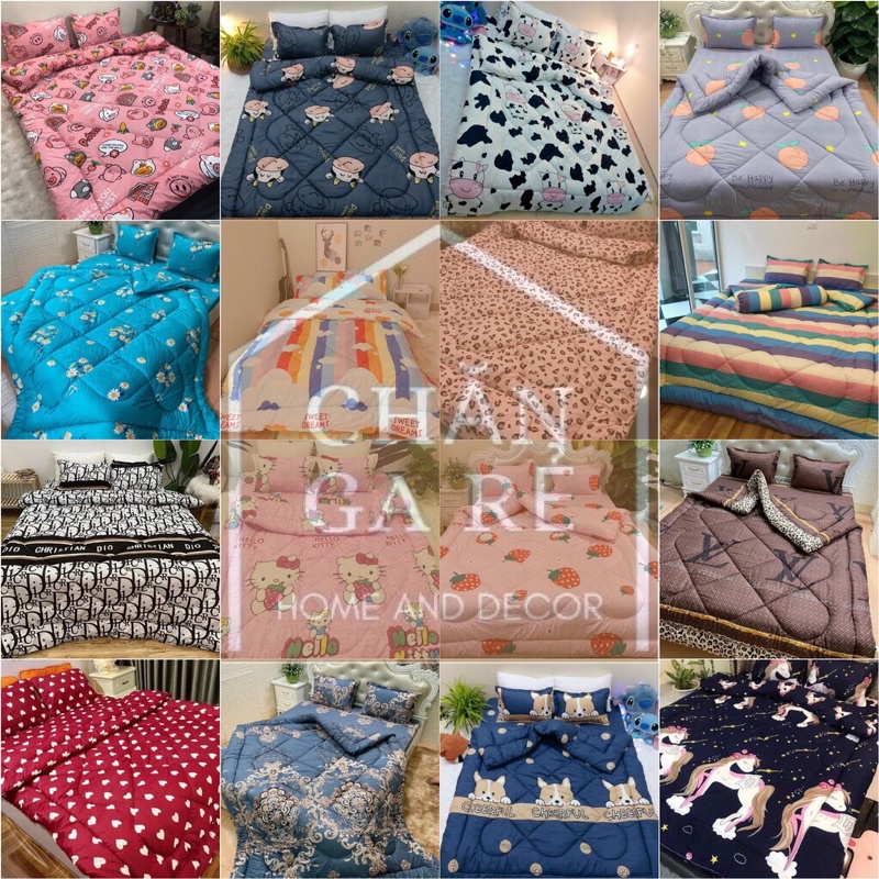 Chăn phao cotton poly dày dặn hàng loại 1(1m8x2m) chưa kèm ga gối