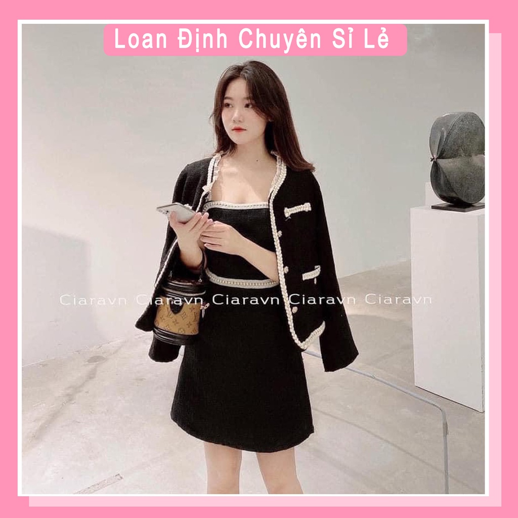 Áo khoác nhung viền thừng túi hộp cổ bèo áo kiểu nữ công sở | BigBuy360 - bigbuy360.vn